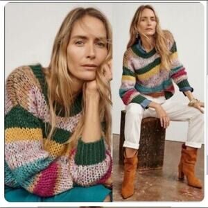 Anthropologie Heartloom Chunky Striped Dawson Sweater